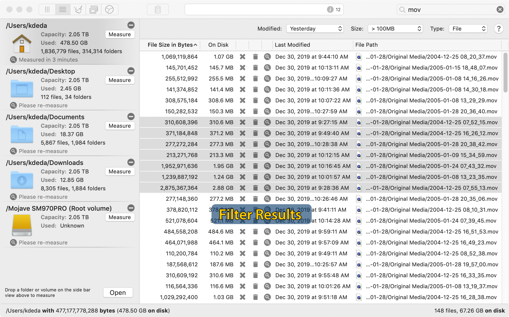 Filter Results To Clean and Speed Up A Mac